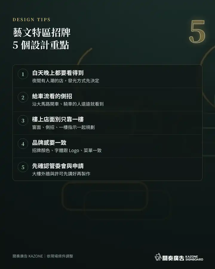 藝文特區招牌 5 個設計重點